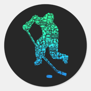 Sticker Rond Joueur de hockey sur glace jeunesse hommes enfants