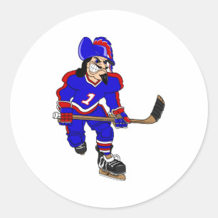 Sticker Rond Joueur de hockey sur glace pirate