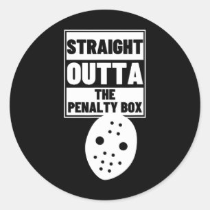 Sticker Rond Joueur de hockey tout droit sorti de la boîte de p