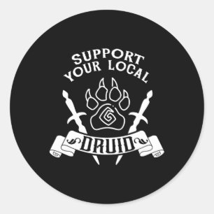 Sticker Rond Joueur de jeu de rôle Soutenez votre druide local 