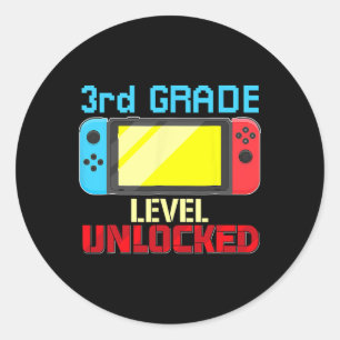 Sticker Rond Joueur de jeu vidéo de retour à l'école niveau 3e