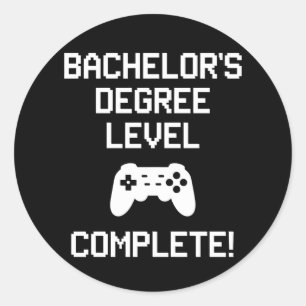 Sticker Rond Joueur de jeux vidéo de niveau diplôme de licence 
