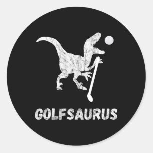 Sticker Rond Joueur de mini-golf drôle golfeur dinosaure T-rex 