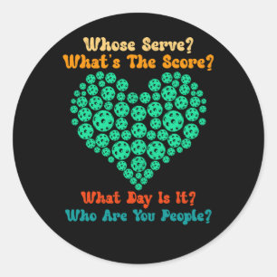 Sticker Rond Joueur De Pickleball Lover De Pickleball Dont Serv