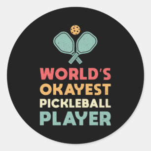 Sticker Rond Joueur de Pickleball Retro World's Okayest
