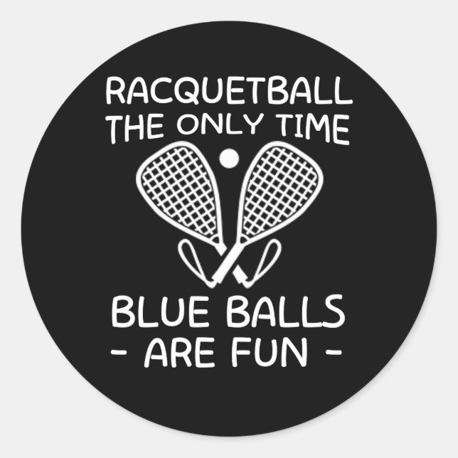 Sticker Rond Joueur de RacquetballTemps Ballons Bleus amusant (Devant)