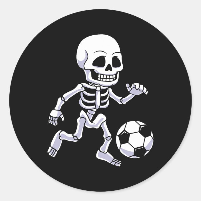 Sticker Rond Joueur de Soccer Halloween Squelette Garçons Enfan (Devant)