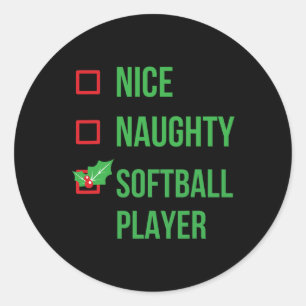 Sticker Rond Joueur de softball Funny Pajama cadeau de Noël