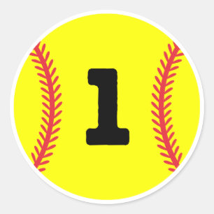 Sticker Rond Joueur de softball Jersey Favori Numéro #1
