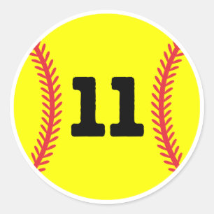 Sticker Rond Joueur de softball Jersey Numéro favori #11
