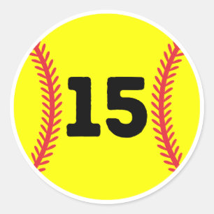 Sticker Rond Joueur de softball Jersey Numéro favori #15