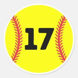 Sticker Rond Joueur de softball Jersey Numéro favori #17