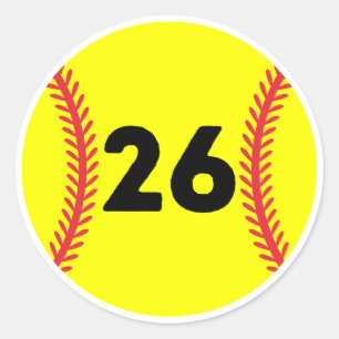 Sticker Rond Joueur de softball Jersey Numéro favori #26