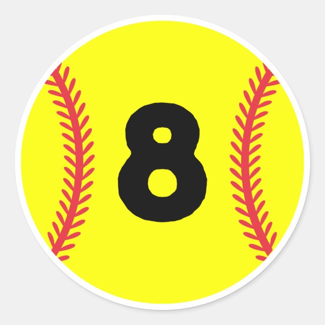 Sticker Rond Joueur de softball Jersey Numéro favori #8 (Devant)