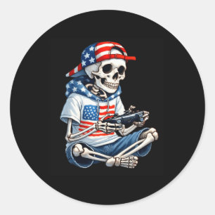 Sticker Rond Joueur de squelette 4 juillet jeu vidéo jeu pour g