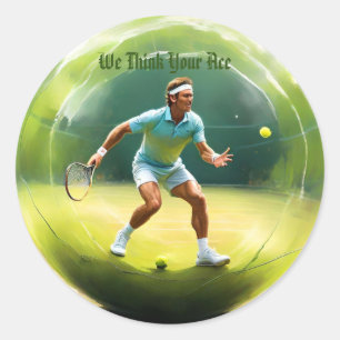 Sticker Rond Joueur De Tennis Ball Sur Court,