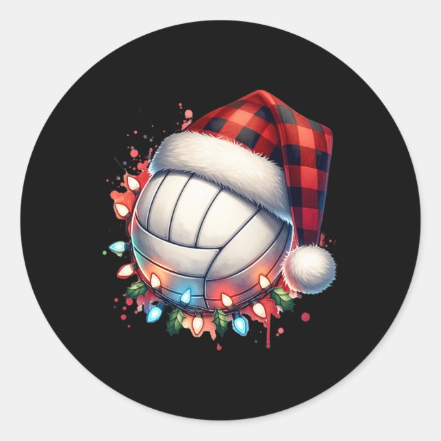 Sticker Rond Joueur de volley-ball de Noël 1 (Devant)
