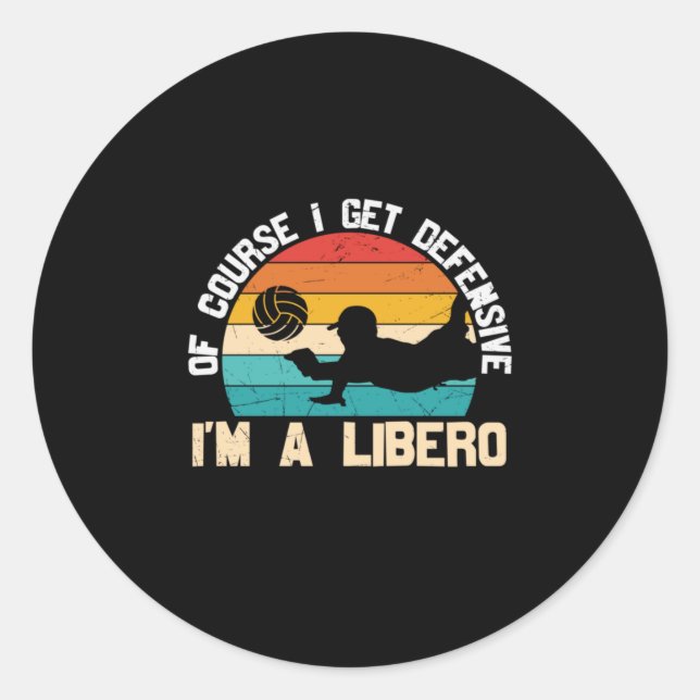 Sticker Rond Joueur de volley-ball | Je Suis Un Libero (Devant)