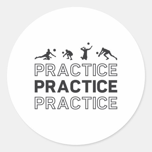 Sticker Rond Joueur de volleyball Exercice Pratique Cadeau (Devant)