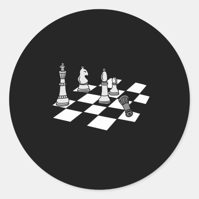 Sticker Rond Joueur d'échecs Pièces (Devant)