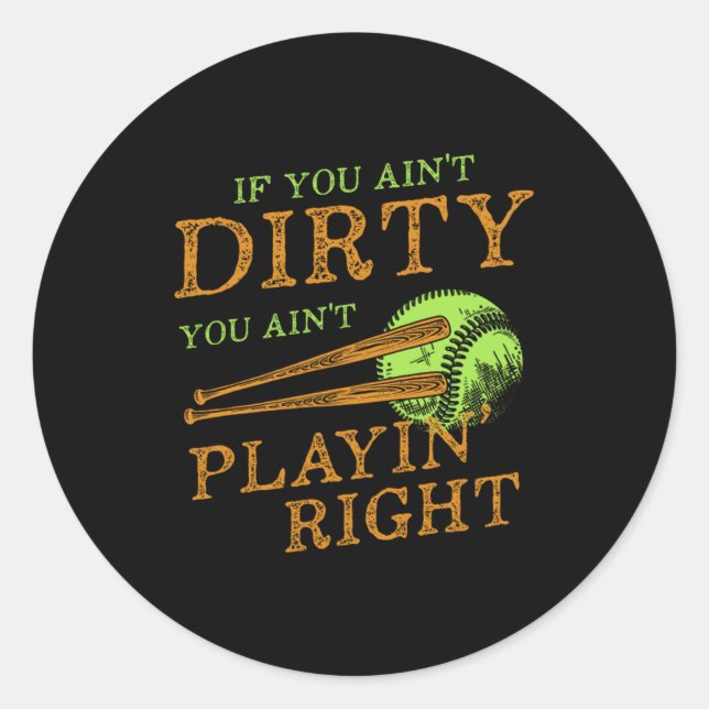 Sticker Rond Joueur Dirty Softball Baseball Bat Bat Catcher Gi (Devant)