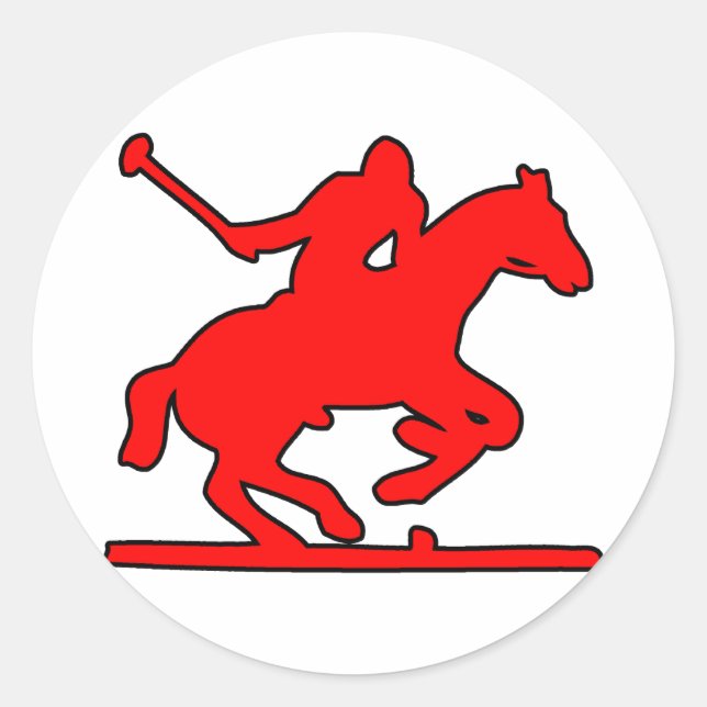Sticker Rond Joueur du Polo Sport à cheval Silhouette Poney (Devant)