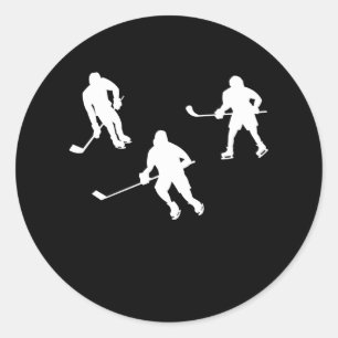 Sticker Rond Joueur en bâton de hockey sur glace silhouette cad