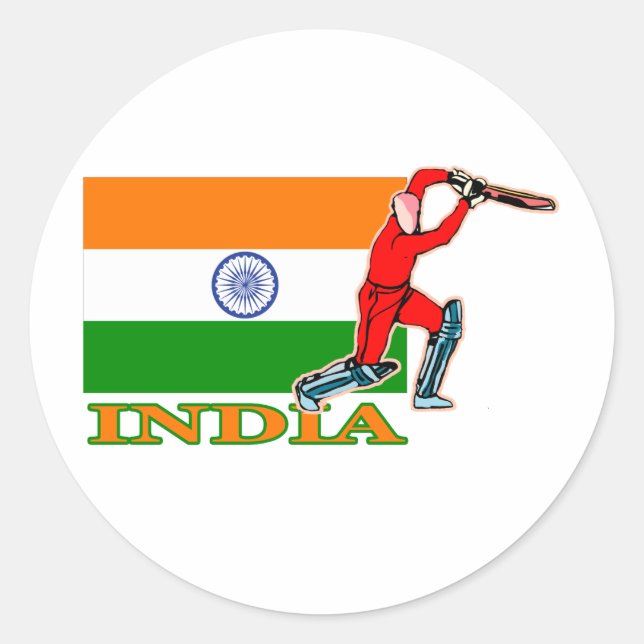 Sticker Rond Joueur indien de cricket (Devant)