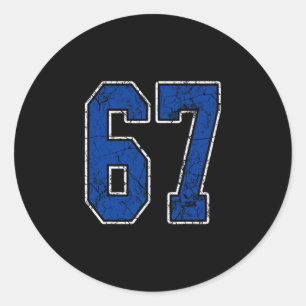 Sticker Rond Joueur Maillot Royal Bleu Et Blanc Numéro 67 Unifo