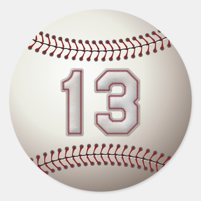 Sticker Rond Joueur numéro 13 - Stitches Cool de baseball (Devant)