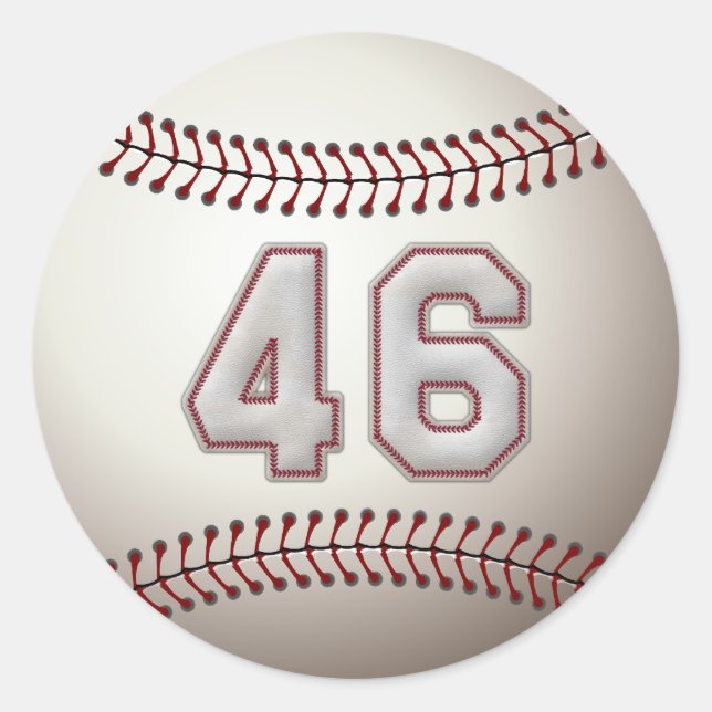 Sticker Rond Joueur Numéro 46 - Cool Baseball Stitches (Devant)