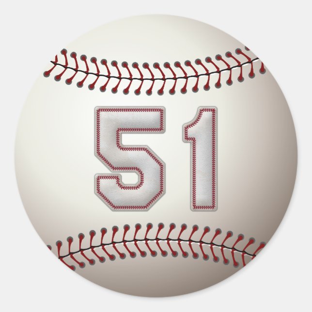 Sticker Rond Joueur numéro 51 - Cool de baseball (Devant)