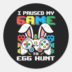 Sticker Rond Joueur Pâques Jour Toddler Garçon J'Ai Interrompu