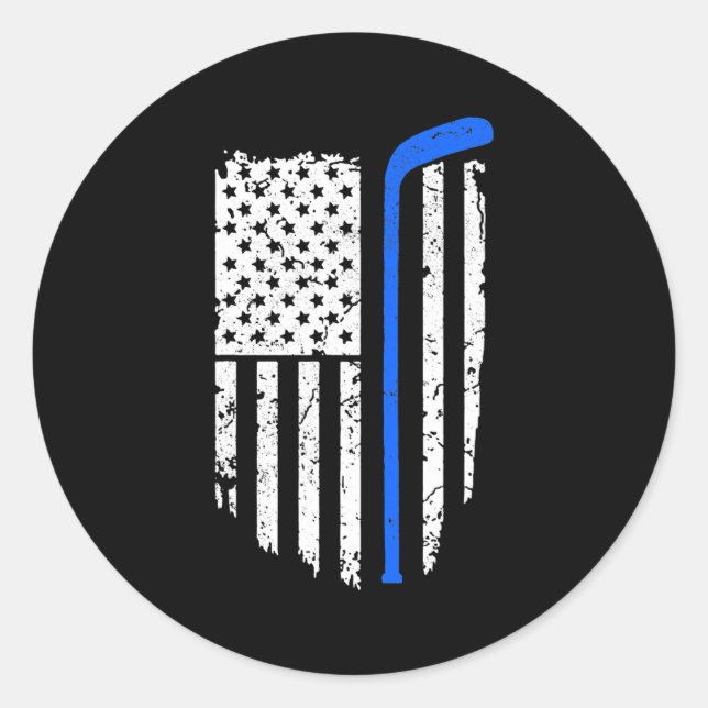 Sticker Rond Joueur patriotique de hockey sur glace américain  (Devant)