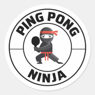 Sticker Rond Joueur Ping Pong Table Tennis Entraîneur Ninja