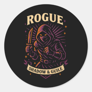 Sticker Rond Joueur Rpg Rogue D20 Dés Nerd Geek Hommes Femmes E