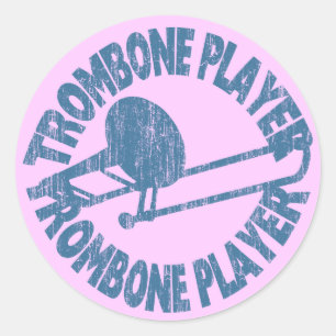 Sticker Rond Joueur Trombone