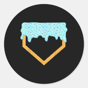 Sticker Rond Joueurs de baseball Boys Accueil Plate Glace Crème