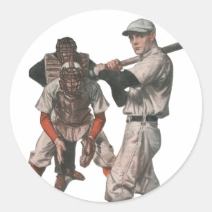 Sticker Rond Joueurs De Baseball vintages