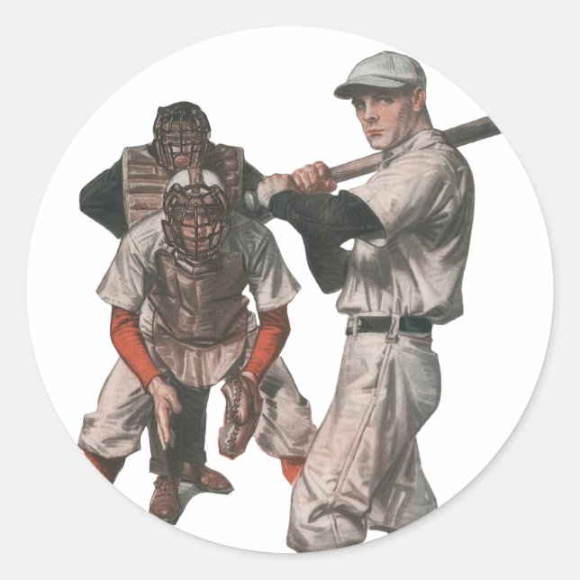 Sticker Rond Joueurs De Baseball vintages (Devant)