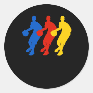Sticker Rond Joueurs De Basket (Bry For Dark Shirts)