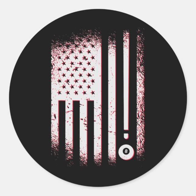 Sticker Rond Joueurs De Billard American Flag Usa Pool Et Billa (Devant)