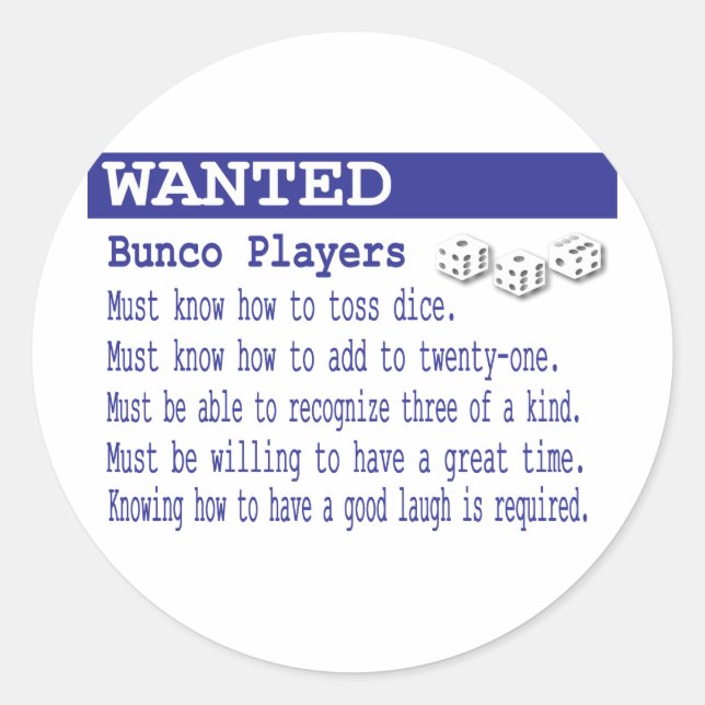 Sticker Rond joueurs de bunco recherchés (Devant)
