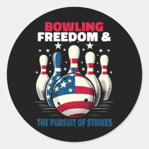 Sticker Rond Joueurs de quilles patriotiques drôles poursuite d