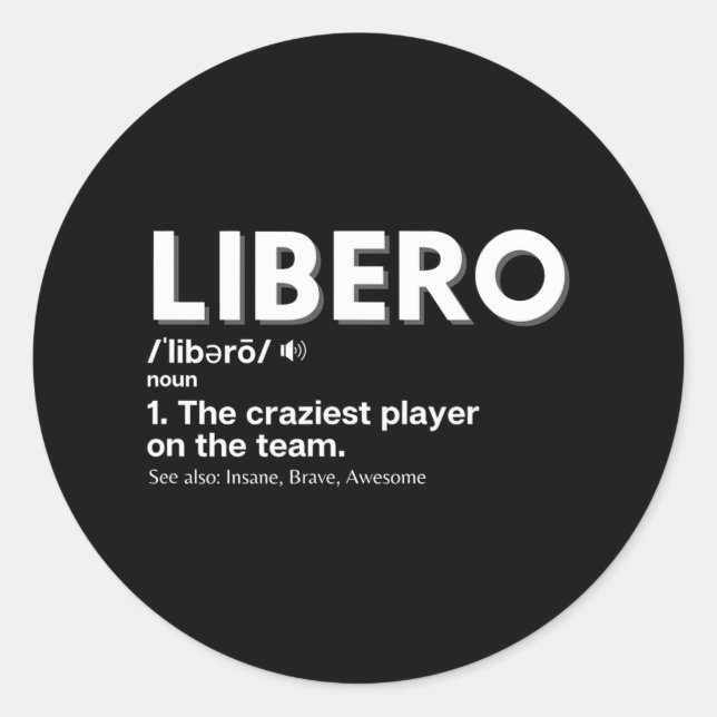 Sticker Rond Joueurs de volley-ball amusants Libero (Devant)
