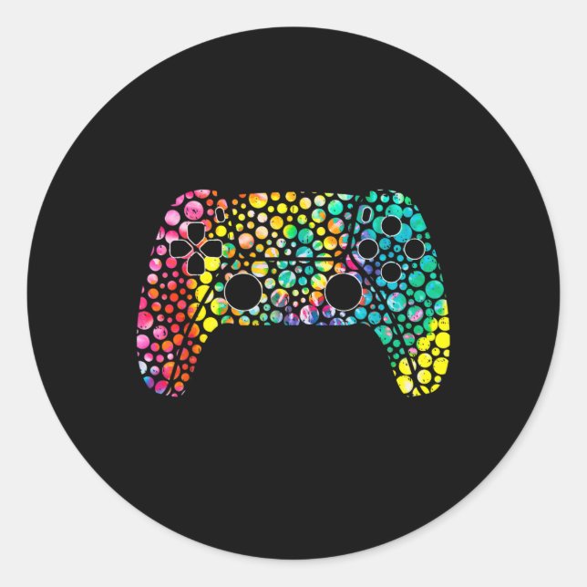 Sticker Rond Joueurs Jours Dot Garçon contrôleur de jeu Polka c (Devant)