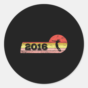 Sticker Rond Joueuse de badminton Née 2016 Femmes Vintages d'an