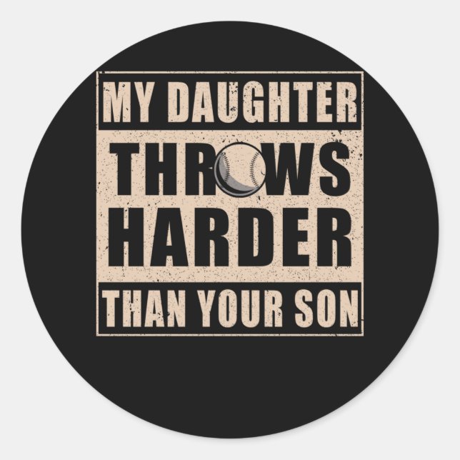 Sticker Rond Joueuse de baseball fille drôle softball fille (Devant)