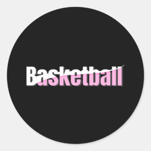 Sticker Rond Joueuse de basket-ball de fille Typographie rose