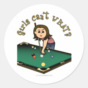 Sticker Rond Joueuse de billard léger